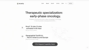 High-converting CRO landing page wireframe showing specialization, real proof, clear CTA, and trust signals for biotech sponsors
