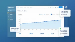 CRO website analytics showing flat organic traffic from low-intent queries versus no visibility for commercial keywords